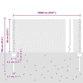 Zaunpfosten 11 Stück U-Kanal 60 cm verzinkter Stahl, Sechseckzaun 0,6x100 m verzinkter Stahl