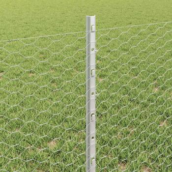 Zaunpfosten 11 Stück U-Kanal 60 cm verzinkter Stahl, Sechseckzaun 0,6x100 m verzinkter Stahl