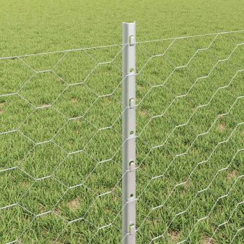 Zaunpfosten 11 Stk U-Profil 60 cm Verzinkter Stahl, Sechseckzaun 0.6x100 m Verzinkter Stahl