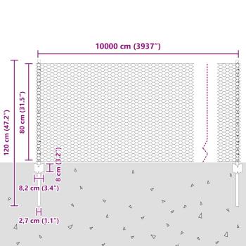 Zaunpfosten 11 Stk U-Kanal 80 cm verzinkter Stahl, Sechseckzaun 0.8x100 m verzinkter Stahl