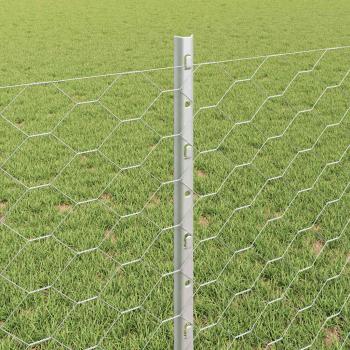 Zaunpfosten 11 Stück U-Kanal 80 cm Verzinkter Stahl, Sechseckzaun 0,8x100 m Verzinkter Stahl