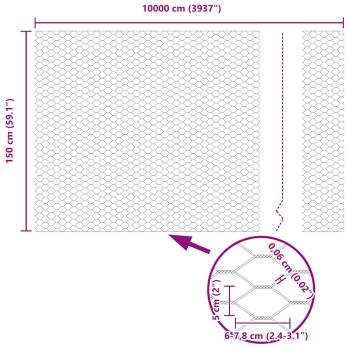 Zaunpfosten 22 Stück U-Kanal 150 cm Verzinkter Stahl, Sechseckzaun 1,5x100 m Verzinkter Stahl
