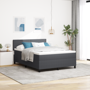 Boxspringbett mit Matratze Dunkelgrau 140x200 cm Cordstoff