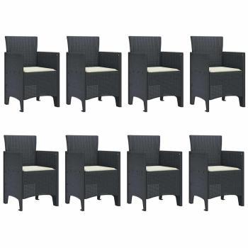 9-teilige Garten Essgruppe mit Kissen Anthrazit Poly-Rattan