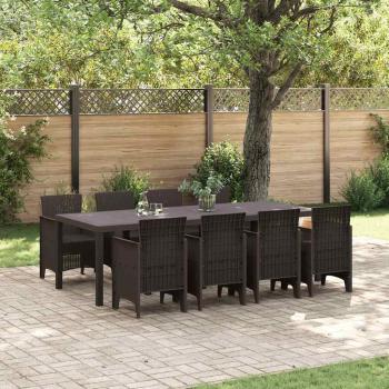 ARDEBO.de - 9-teiliges Garten-Essgruppe Braun Poly-Rattan
