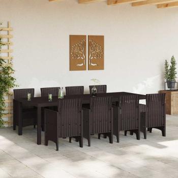 9-teiliges Garten-Essgruppe Braun Poly-Rattan