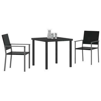 3-teiliges Garten-Essgruppen-Set Schwarz Poly-Rattan