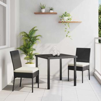 ARDEBO.de - 3-teiliges Garten-Essset schwarz Poly-Rattan