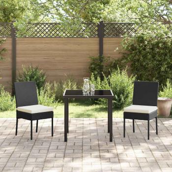 3-teiliges Garten-Essset schwarz Poly-Rattan