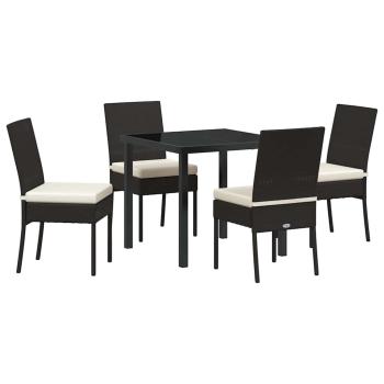 5-teiliges Garten-Esszimmer-Set Schwarz Poly-Rattan