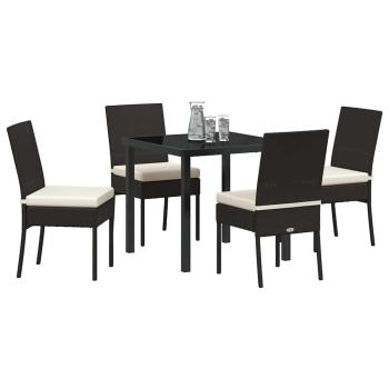 5-teiliges Garten-Esszimmer-Set Schwarz Poly-Rattan