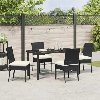 5-teilige Garten Essgruppe Schwarz Poly-Rattan