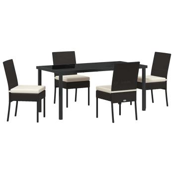 5-teiliges Garten-Essset Schwarz Poly Rattan