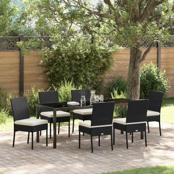 ARDEBO.de - Garten Essgruppe 7 stk. Schwarz Pulverbeschichteter Stahl