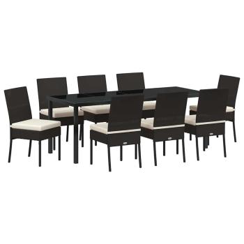 Garten Essgruppe 9 stk. Schwarz Pulverbeschichteter Stahl