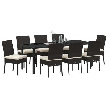 Garten Essgruppe 9 stk. Schwarz Pulverbeschichteter Stahl