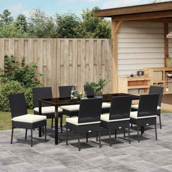 Garten Essgruppe 9 stk. Schwarz Pulverbeschichteter Stahl