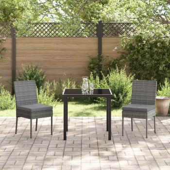 3-teiliges Garten-Esszimmer-Set in Grau Poly-Rattan