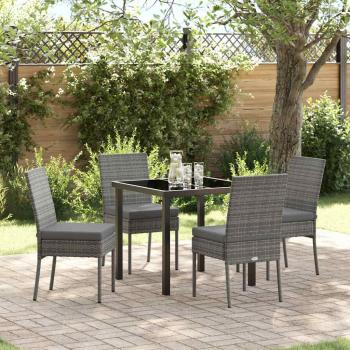 ARDEBO.de - 5-teiliges Garten-Essset Grau Poly-Rattan