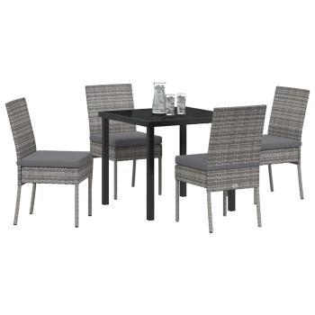 5-teiliges Garten-Essset Grau Poly-Rattan