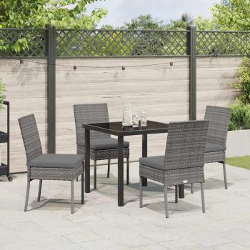5-teiliges Garten-Essset Grau Poly-Rattan