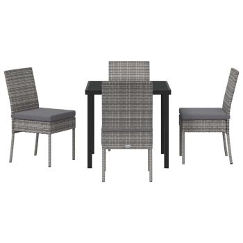 5-teiliges Garten-Essset Grau Poly-Rattan