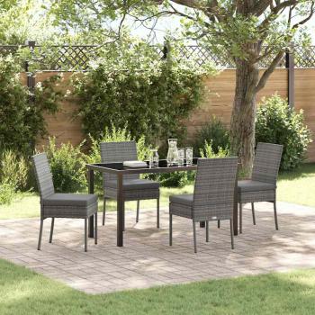 ARDEBO.de - 5-teiliges Garten-Essset Grau Poly-Rattan