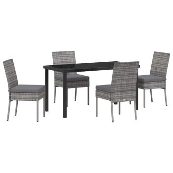 5-teiliges Garten-Essset Grau Poly-Rattan