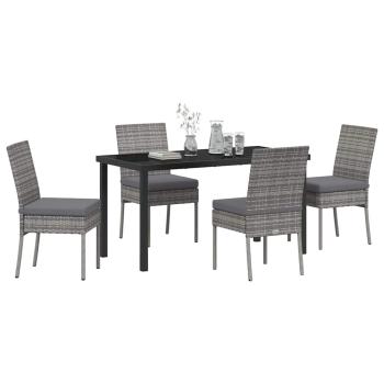 5-teiliges Garten-Essset Grau Poly-Rattan