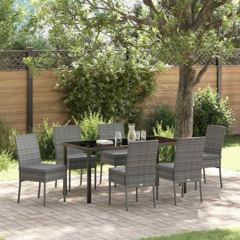 ARDEBO.de - 7-teiliges Garten Essset Grau Poly Rattan