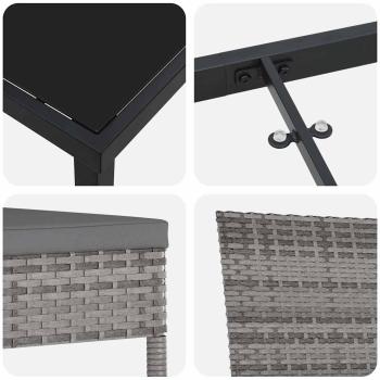 7-teiliges Garten Essset Grau Poly Rattan