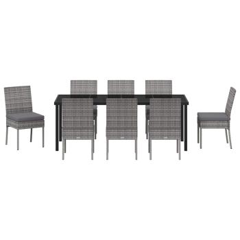 ARDEBO.de - 9-teiliges Garten Esszimmer Set Grau Poly-Rattan