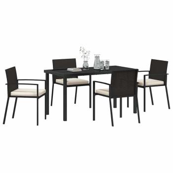 5-teiliges Garten-Esszimmer-Set Schwarz Poly-Rattan
