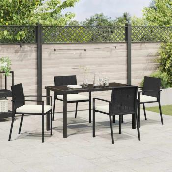5-teiliges Garten-Esszimmer-Set Schwarz Poly-Rattan