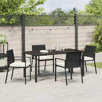 5-teiliges Garten-Essset Schwarz Poly-Rattan