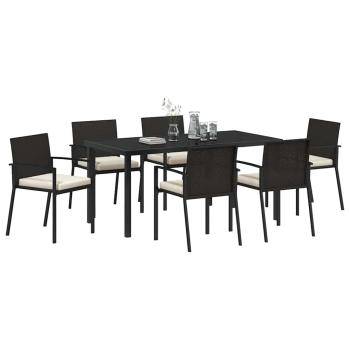 7-teiliges Garten-Esszimmer-Set Schwarz Poly-Rattan