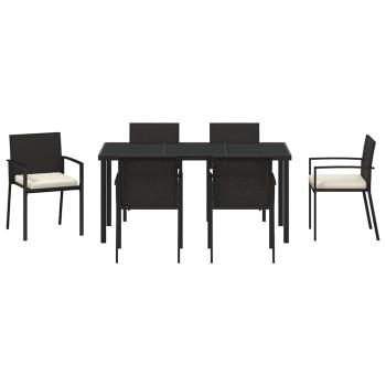 7-teiliges Garten-Esszimmer-Set Schwarz Poly-Rattan