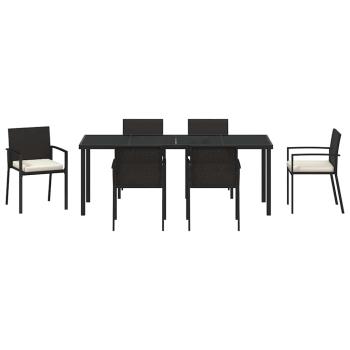 Garten Essgruppe 7 pcs Schwarz Pulverbeschichteter Stahl