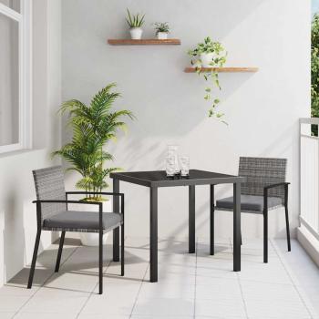 ARDEBO.de - 3-teiliges Garten Essset Grau Poly Rattan