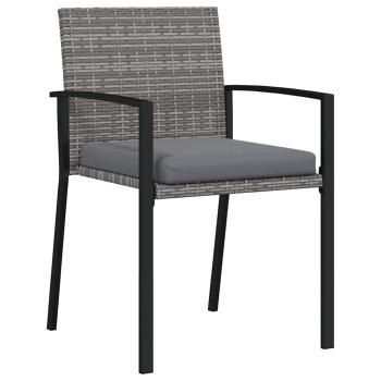 3-teiliges Garten Essset Grau Poly Rattan