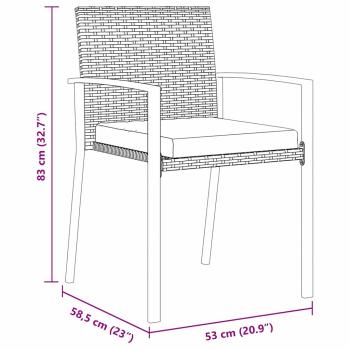 3-teiliges Garten Essset Grau Poly Rattan