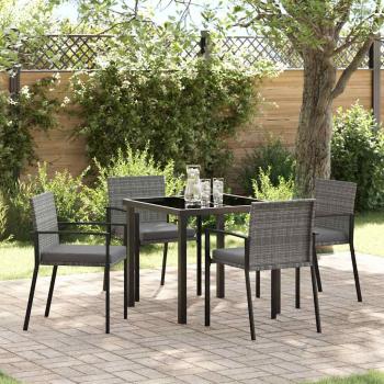 ARDEBO.de - 5-teiliges Garten-Essset Grau aus Poly-Rattan