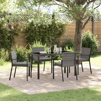 ARDEBO.de - 5-teiliges Garten Esszimmer Set Grau Poly Rattan