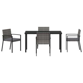 5-teiliges Garten Esszimmer Set Grau Poly Rattan