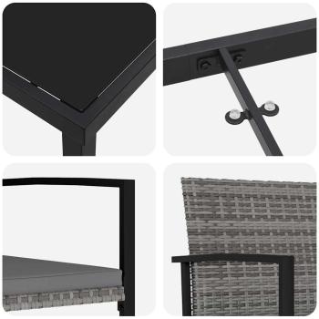 9-teiliges Garten-Essgruppen-Set Grau Poly-Rattan