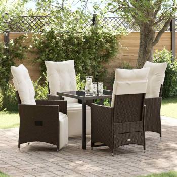 ARDEBO.de - 5-teiliges Garten-Dining-Set mit Kissen Braun Poly-Rattan