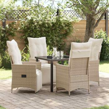 ARDEBO.de - 5-teiliges Garten-Esszimmer-Set mit Kissen Beige Poly Rattan