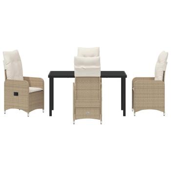 5-teiliges Garten-Dining-Set mit Kissen Beige Poly Rattan