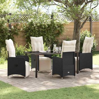 ARDEBO.de - 5-teiliges Gartenset mit Kissen in Schwarz aus Poly-Rattan