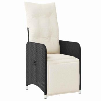 5-teiliges Gartenset mit Kissen in Schwarz aus Poly-Rattan